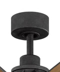 Close-up view of the hardware for Badass Heavy Duty 85 Inch Ceiling Fan With Bright LED Lighting And Slick Distressed Black Industrial Finish.
