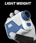 Dope Precision Golf Range Finder With Slope Switch And Flag Lock Vibration in blue, held by gloved hand, light weight design