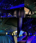 Dual Color 20W Fiber Optic Starlight Kit With 400 Strands, 9.8ft Each, End Glow RGBW illuminating car headliners and home ceilings.