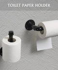 Industrial Pipe Bathroom Hardware Set Seven Piece Wall Mount Kit With Towel Bar Paper Towel Rack Hand Towel Holder Toilet Paper Holder Ring Robe Towel Holder And Hanger For Dope Farmhouse Home Decor shown with toilet paper holder detail