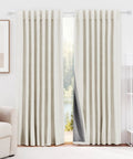 Linen Blackout Curtains 84 Inch Long 100 Percent Light Blocking Thermal Insulated Drapes With Rod Pocket And Back Tab