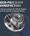 Front Wheel Bearing And Hub Replacement Assembly For 2007 2016 Jeep Wrangler With Four Wheel ABS 5 Lugs 3 Bolt Triangular Flange Direct Fit Heavy Duty Hub 513272 displayed with metal finish and wiring