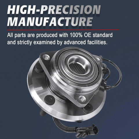 Front Wheel Bearing And Hub Replacement Assembly For 2007 2016 Jeep Wrangler With Four Wheel ABS 5 Lugs 3 Bolt Triangular Flange Direct Fit Heavy Duty Hub 513272 displayed with metal finish and wiring