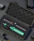 Precision Torque Screwdriver Set With 10 To 70 Inch Pounds Range Quarter Inch Drive 24 Piece Handy Kit For Precise Tightening Great For Electronics Appliances DIY Projects And Car Maintenance in open case