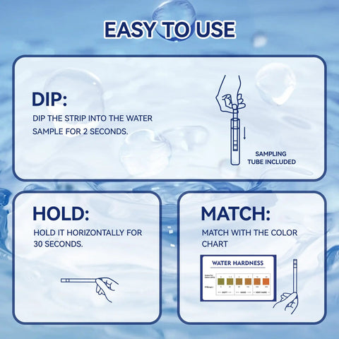 Instructions for using Hard Water Test Strips Kit With 200 Strips And Sample Tube For At Home DIY Water Testing