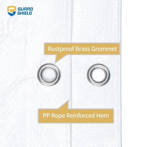 Weatherproof 6x8 Feet Tarp Cover 5 Mil Poly Tough As Nails Waterproof Multi Purpose Tarp With Heat Sealed Seams And Rustproof Grommets close-up