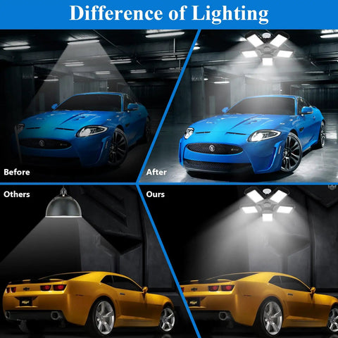 Deformable Five Panel LED Garage Light 120 W 12000 Lumens Bright As Day Shop Ceiling Light For Workshop Basement With E26 E27 Sockets Energy Saving No Flicker 2 Pack