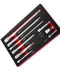 9Pcs Heavy Duty Socket Adapter Kit With Swivel Heads And Spring Loaded Detent Extensions For Professional Mechanics Car Auto Repair Tools Sets, 9-piece