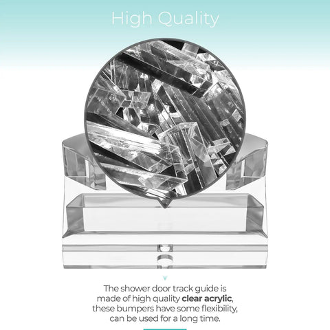 Clear Acrylic Sliding Shower Door Bottom Guide Roller Track For 3/8 Inch Glass With Screws close-up showing high-quality material and design.