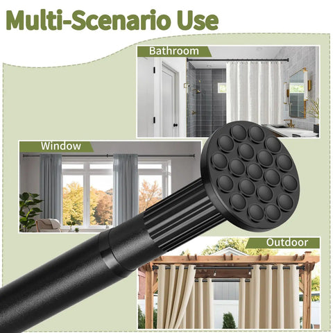 Extra Long Adjustable Curtain Rod No Drilling For Windows, Patio, Or Bathroom Outdoor Use, Heavy Duty Spring Tension Rod