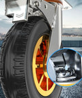 Close-up of Heavy Duty Swivel Caster Wheels 3 Inch Rubber Rolling Set showcasing gold hub and durable rubber tire.