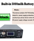 Automatic Antenna Tuner For Ham Radio With Fast Auto-Tune Across 1.8 To 55 MHz Low SWR 5000mAh Battery OLED Display shown