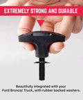 Quick Swap Hardtop Thumbscrews M8 X 25mm Bolts For Ford Bronco And Jeep Wrangler, displaying durable grip and rubber backing.