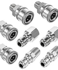 Bruislard 4-set stainless steel pressure washer coupler kit with NPT 1/4 inch male and female plugs