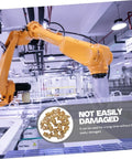 Go To Tough Grease Fitting All In One Kit With Straight 45 Degree And 90 Degree Nozzles For Automotive And Heavy Equipment Use In Harsh Conditions With High Pressure Couplers For Quick Bearing Lubrication displayed with industrial robotic arm in a factory setting.