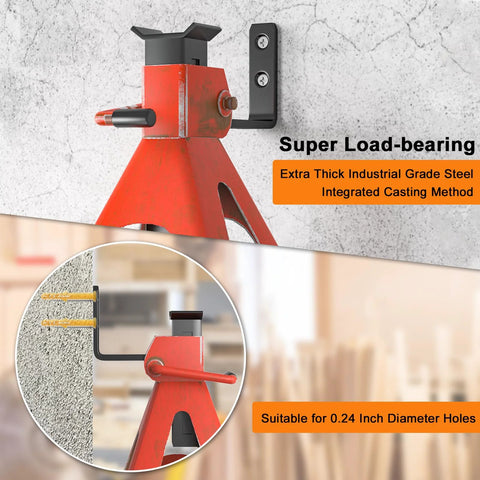 Car jack stand wall mount organizer, red heavy‑duty steel wall bracket, 4-pack for 2–6 ton stands