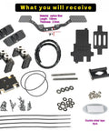 Carbon Fiber Chassis Kit For SCX24 Low Center Of Gravity LCG Frame With 7 Degree Skid includes carbon fiber and brass parts.