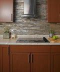 Modern kitchen with Bar Pulls Collection Five And One Sixteenth Inch Center To Center Stainless Steel Cabinet Pulls on wood cabinetry