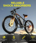 Dual Motor Fat Tire Electric Bike For Adults, 6000W Peak Power, 51 MPH Top Speed, reliable shock absorbers at sunset