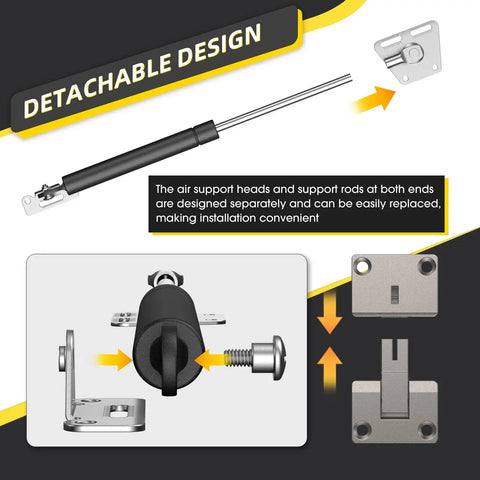 Heavy Duty Drop Down Gas Struts With 90 Degree Paging Axis Flush Gas Spring Hinge showing detachable design for easy installation.