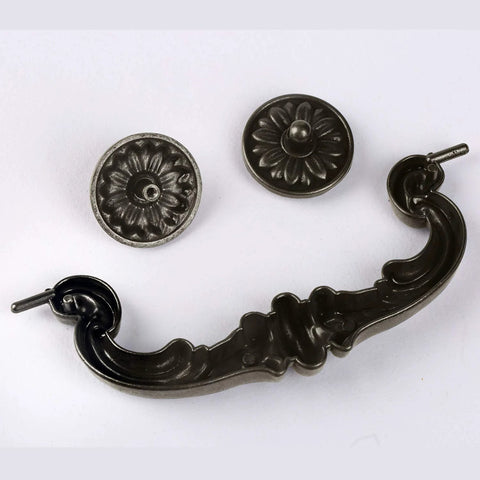 Six Pack Antique Black Bronze Drop Down Bail Drawer Pulls Rustic Vintage Cabinet Hardware parts close-up