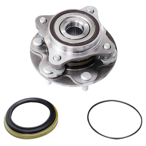 4WD Front Wheel Bearing Hub Set For Toyota 4Runner FJ Cruiser Tacoma And Lexus GX460 GX470 Replacement Wheel Bearings And Hub Assembly Pair, 2 Pack Ready To Install with seals and ring visible