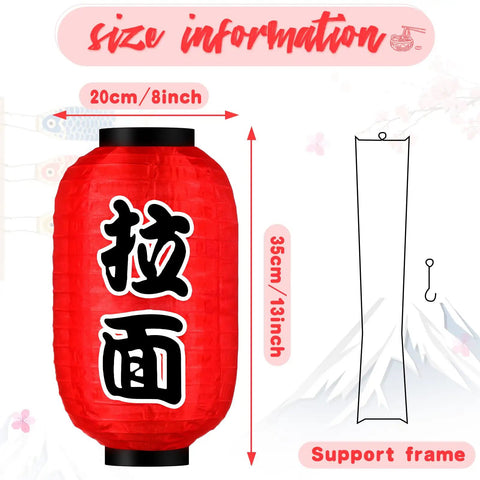 Japanese Style Red Silk Lanterns 14 Inch Traditional Hanging Lamps Waterproof Indoor Outdoor Festival Decor Izakaya Tavern Vibe Reusable Set Of 4 For Home Yard Patio Bar Parties with size information