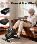 Elderly woman using Under Desk Bike With 16 Level Magnetic Resistance And Bluetooth App Compact Mini Pedal Exerciser at home