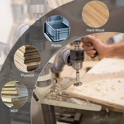 Heavy Duty 2 Pack Forstner Drill Bits Featuring Rock Solid Carbide Tips For Clean Hole Drilling In Hardwood Plywood Mdf And Plastic in action.
