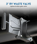 Installed RV Waste Gate Valve With Flow Control Handle For 3 Inch Sewer Pipe Leak Proof Gasket DIY Replacement