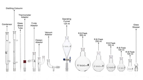 Distillation Kit For Organic Chemistry Set With 19 22 Interchangeable Joints, 15 Piece Borosilicate Glassware in lineup