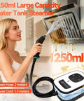 Kickass 2500W Handheld Steam Cleaner With Blazing Hot Pressure shown in use on a greasy kitchen vent with 1250ml water tank.