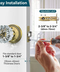 3 Pack Crystal Glass Door Knobs With Privacy Lock In Antique Brass Finish For Vintage Interior Style Heavy Duty Zinc Alloy Plates Diamond Plum Flower Design Ideal For Doors And Cabinets being installed on a door