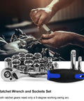 Mechanic using 259-Piece General Household Tool Kit Set With Plastic Storage Toolbox, Portable Complete Repair Tool Box For Home And Car, Durable Chrome Vanadium Hand Tools, Non-Slip Grips, Blue.