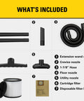 Accessory components for Powerful Five Point Five Peak HP Wet Dry Vacuum With Twelve Gallon Tank Three In One Shop Vacuum