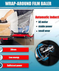 Electric Stretch Film Wrapping Machine For Pallets With Dual Mode Auto And Manual 30 RPM Motor in use wrapping package