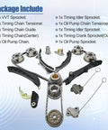 All In One Timing Chain Kit With VVT Sprockets, Tensioners And Guides For 3.6L V6 Jeeps And Dodges components displayed