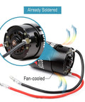Budget Friendly Beefy Torque 21T Brushed Waterproof RC Motor for 1 10 Scale Crawlers and Boats showing soldered wires and fan cooling
