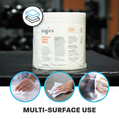 Gym Equipment And Surface Cleaning Wipes For Wellness Centers, Durable Pre Saturated Wipes, 4 Rolls, 4,600 Count, Package Display