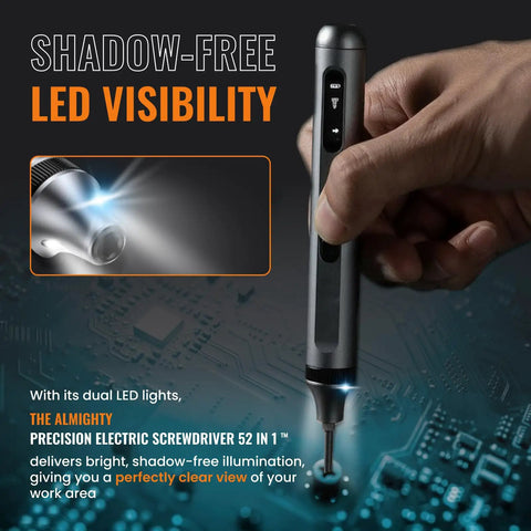 52 In 1 Electric Screwdriver Kit Cordless Mini Power Driver with LED light used for electronics repair.