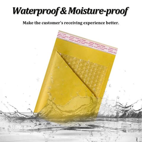 Yellow Bubble Mailers 6x9 Inch 100 Pack Padded Self Sealing Envelopes submerged in water showing waterproof feature