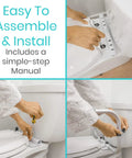Toilet Safety Rail For Seniors And Disabled installation on toilet, showcasing easy assembly with grab bar and adjustable arms.