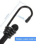 Close-up of rubber-coated hook on 20 Piece 36 Inch Bungee Cords With Hooks Adjustable Elastic Tie Downs Heavy Duty 8mm Latex Core