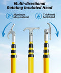 Telescoping High Voltage Rescue Pole 20 Ft Insulated Hot Stick For 220kV Rescue with rotating insulated hook head