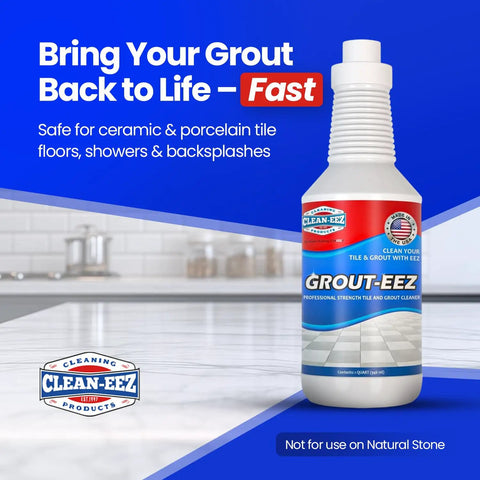 Grout And Tile Cleaner With Handheld Brush, 32 Oz Heavy Duty Stain Remover For Ceramic And Porcelain Surfaces in kitchen