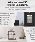 Comparison of 3D printer setup with and without Big Ol 3D Printer Enclosure With Stable Temperature Fireproof And Dustproof Protective Cover 480x600x720mm Wide Fit For Ender 3 Series And More Printers showing print quality differences
