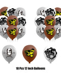 Welding Theme Birthday Party Decor Kit With Happy Birthday Banner Cake Topper Cupcake Toppers Balloons And Ribbon For Electric Welder Celebration Complete Set Includes Banner Cake Topper Cupcake Toppers Balloons And Ribbon For Lit Welding Party Vibe with 18 brown and silver 12-inch balloons featuring welding designs