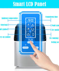 Smart LCD panel of Quick Chill Countertop Nugget Ice Maker Portable Machine with touch controls and symbols.