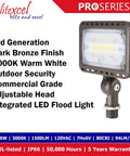 Outdoor LED Flood Light 16W 1500 Lumen Walkway Security Light 3000K Warm White Waterproof with knuckle mount