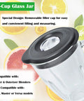 Kickin 6 Cup Glass Blender Replacement Jar With Lid Kit Including 4 Point Ice Blade Bottom Cap And Rubber Gasket For Most Blender Models Replacement Parts That Fit Heritage Classic And Other Popular 6 Cup Blenders shown with lid on a white background